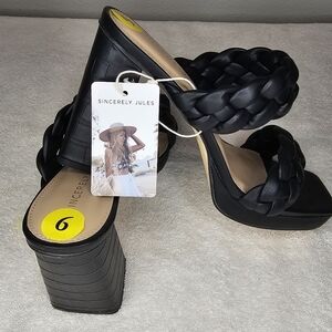 Sincerly Jules Black Braided Women's Heels